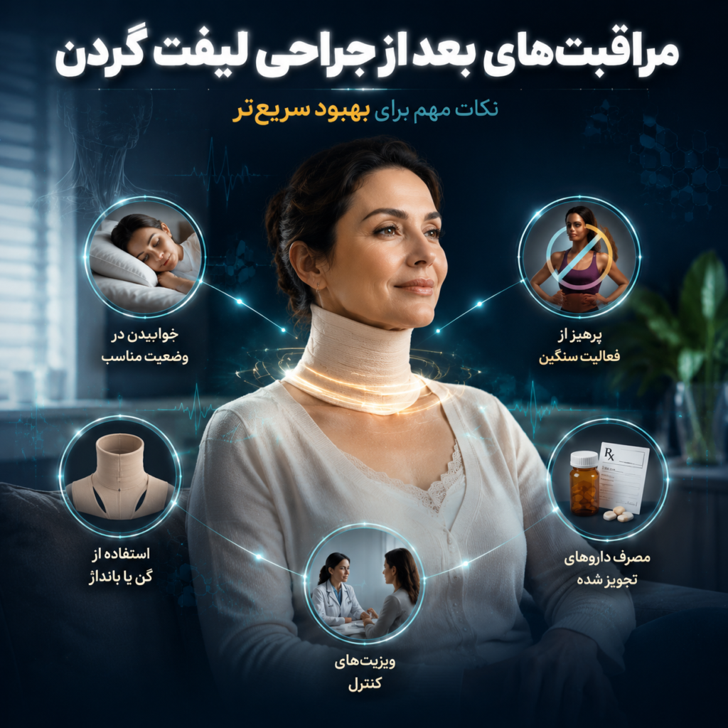 مراقبتهای بعد از جراحی لیفت گردن