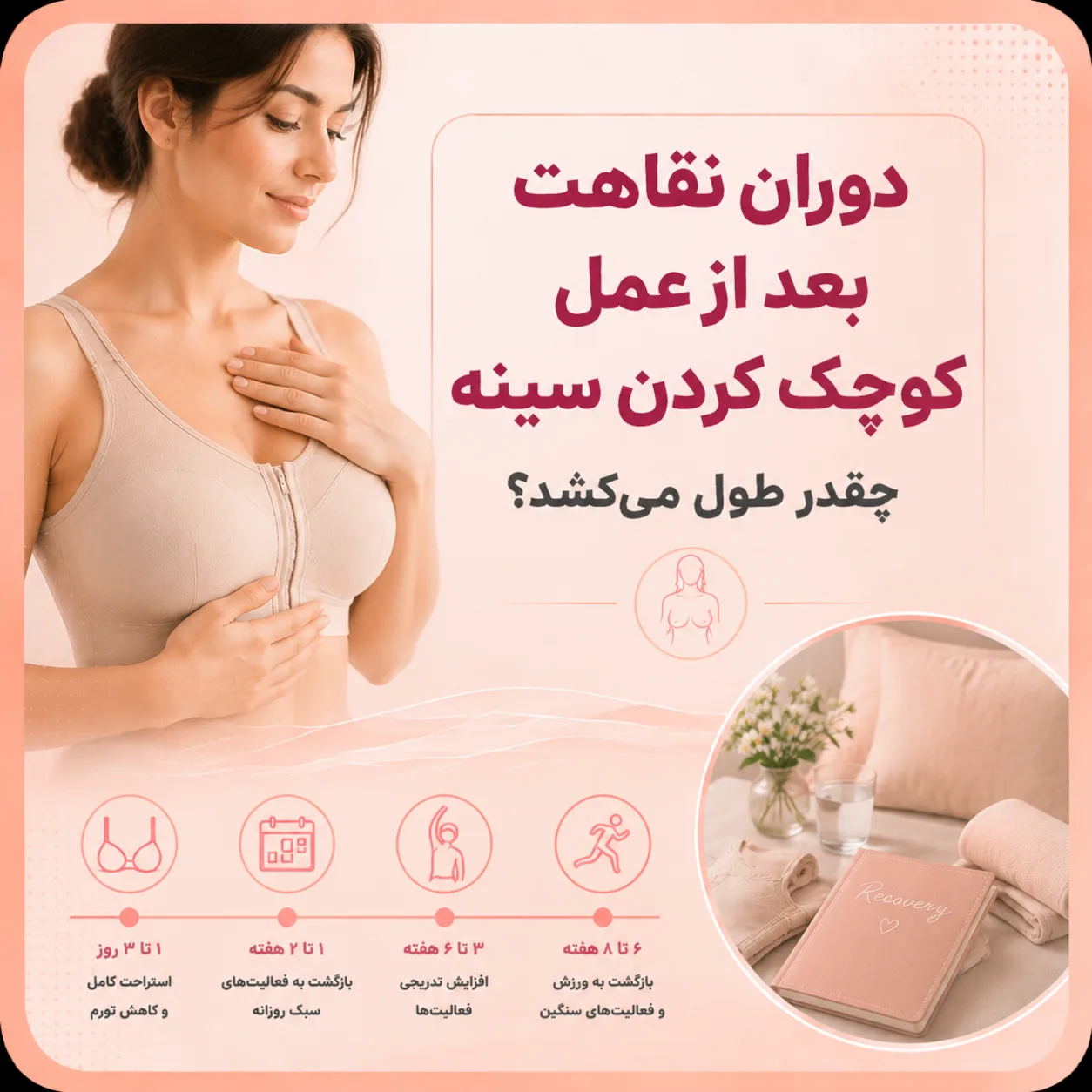 دوران نقاهت بعد از عمل کوچک کردن سینه چقدر طول می‌کشد؟